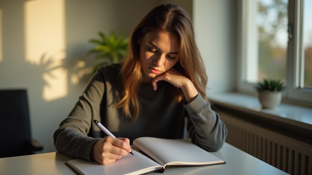 Person writing in journal during emotional check-in